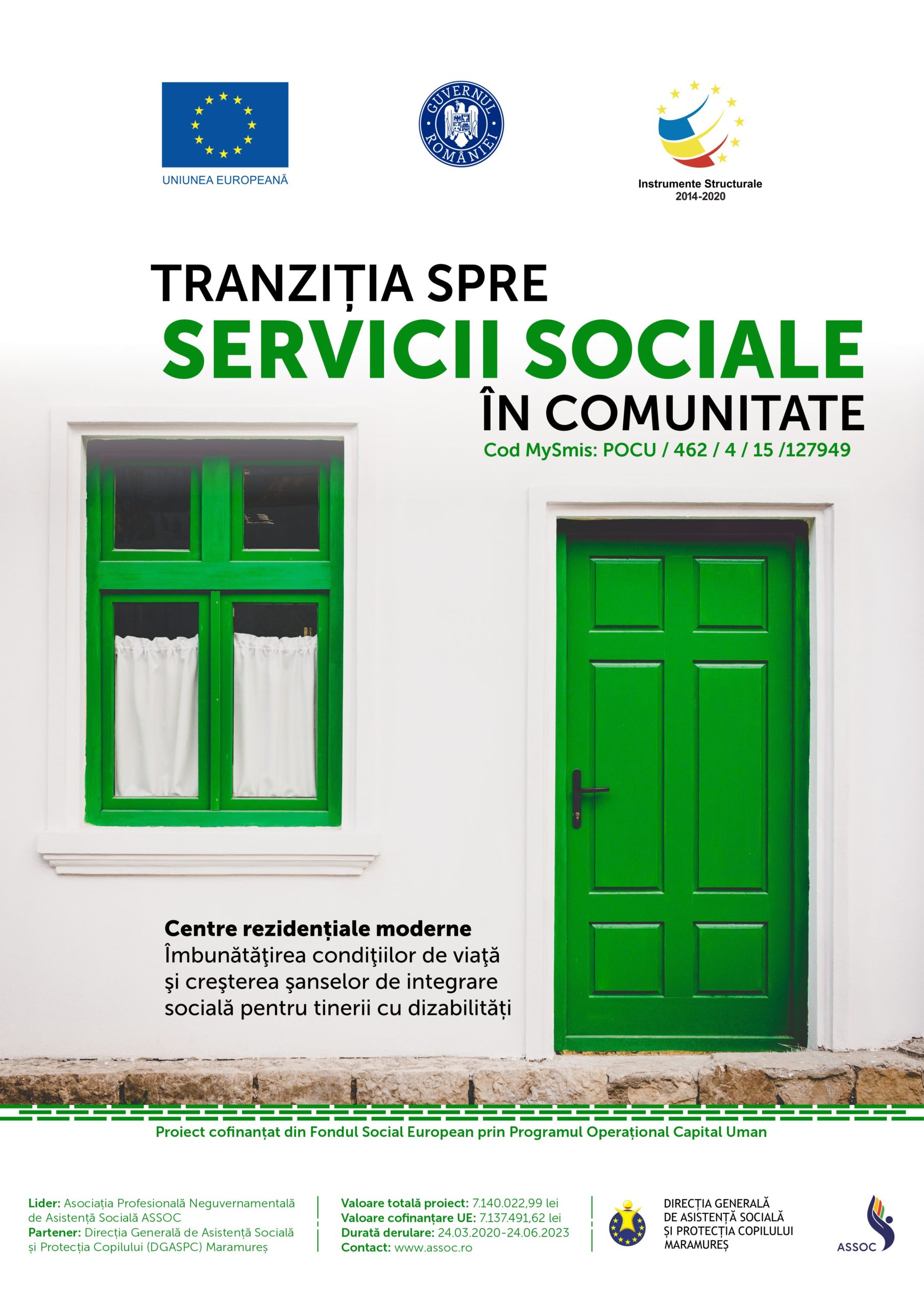 ANUNȚ DE PARTICIPARE: Achiziție servicii închiriere spațiu – Proiect „Tranziția spre servicii sociale în comunitate”